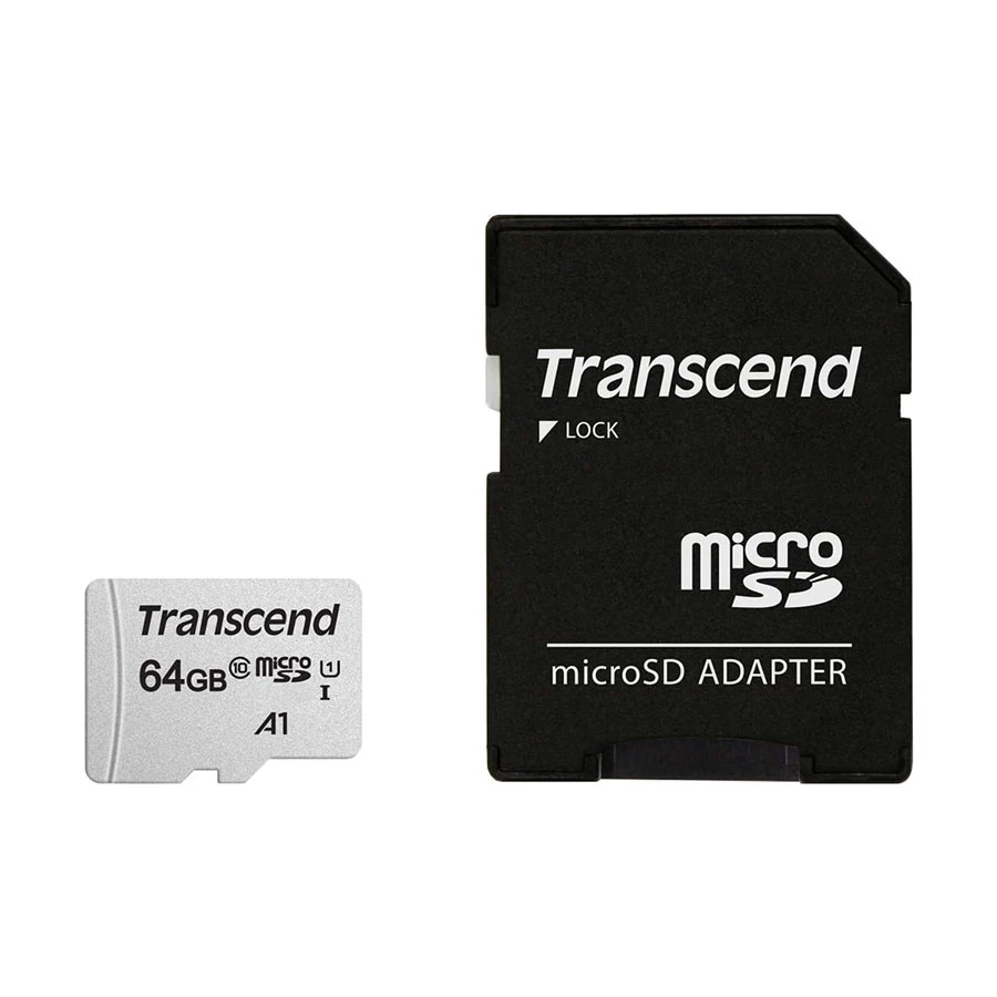 Transcend 64GB Micro SD UHS-I U1 Memory Card with Adapter #TS64GUSD300S-A