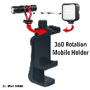 360 Degree Mobile Vlogging Holder With Cold Shoe Mount For Extra Microphone Or Led Light