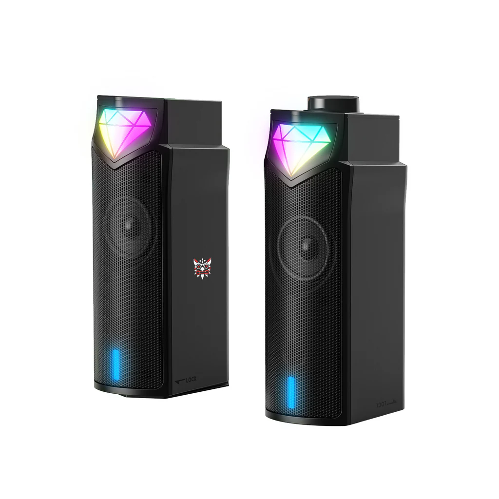 Onikuma L1 RGB Computer Speaker Portable Sound Box with Inside Microphone, Home Office Use with Clear Sound Black