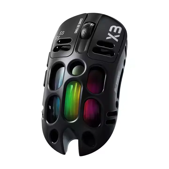 T-WOLF X3 Wireless Wired BT Hollow-carved Design Mouse RGB 3311 Sensor 12000DPI Tri-mode Wireless Gaming Mouse 
