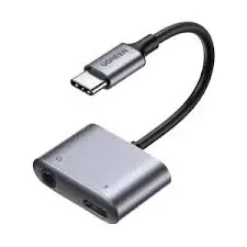 UGREEN TYPE C TO 3.5MM AUDIO +TYPE C FEMALE ADAPTER ALUMINUM CASE#50596