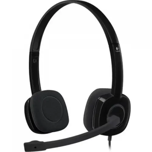 Logitech H151 Stereo Headset with Single 3.5mm Jack, Noise-Cancelling Mic, Black, 1Y (981-000587) 