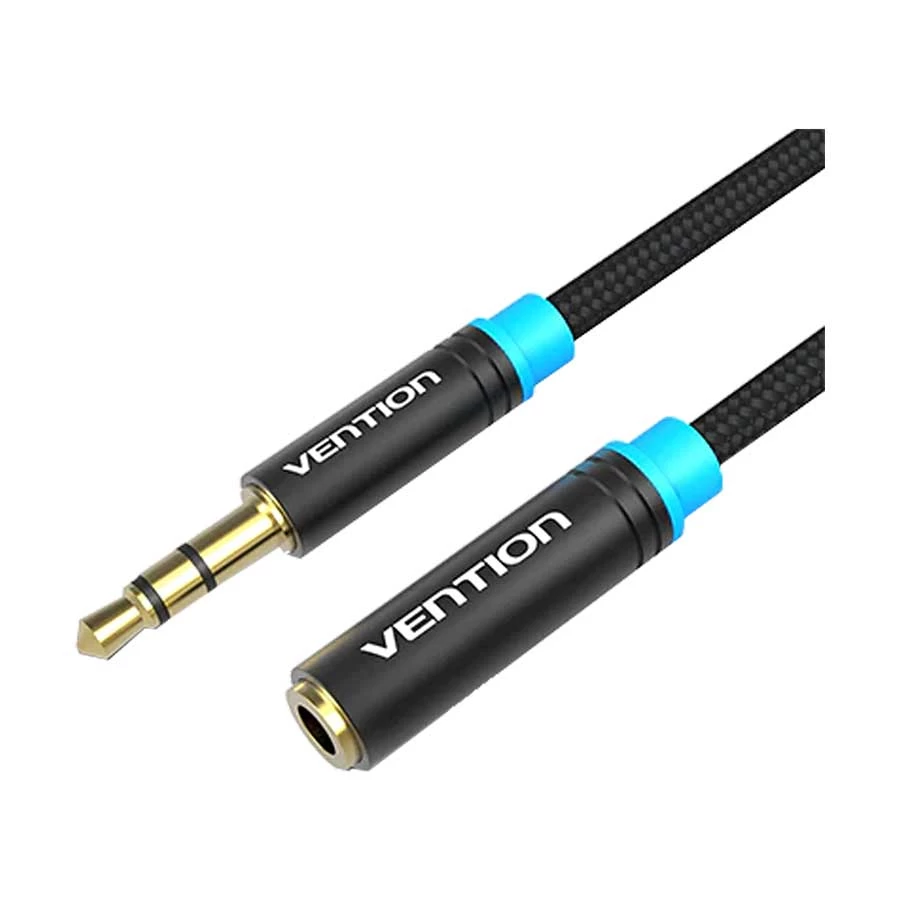 Vention VAB-B06-B200-M 3.5mm Male to Female, 2 Meter, Black Audio Cable # VAB-B06-B200-M