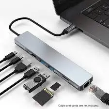 TYPE-C TO HDTV 8 IN 1 (LAN+TYPE-C+SD CARD+USB 3.0*2+HDMI+HDTV) CONVERTER