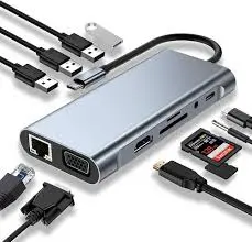 TYPE-C TO HDTV 11 IN 1 (LAN+TYPE-C+SD CARD+USB 3.0*2+HDMI+HDTV) CONVERTER