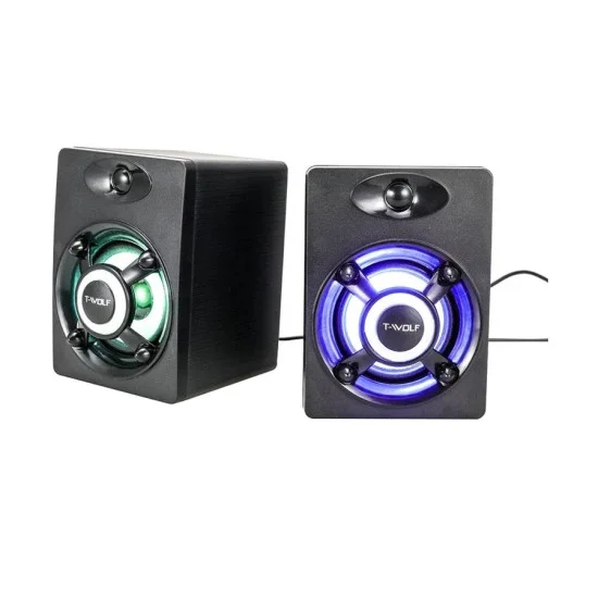 T-WOLF S1 RGB 2:0 Wired Black Gaming Speaker