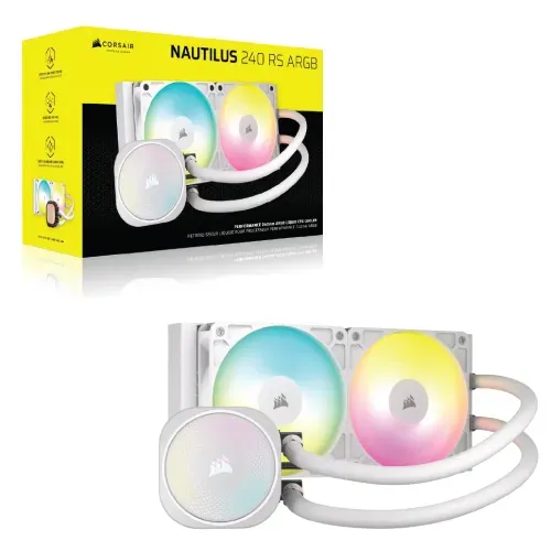 [0009106] Corsair NAUTILUS 240 RS ARGB 240mm Liquid CPU Cooler White 