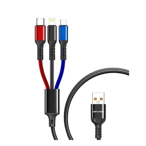 Awei CL-971 3 in 1 USB Charging Cable Black