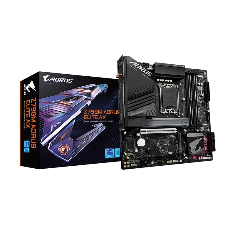 Gigabyte Z790M AORUS ELITE AX (1.2) (Wi-Fi 6E) DDR5 12th/13th/14th Gen Intel LGA1700 Socket Gaming Motherboard 