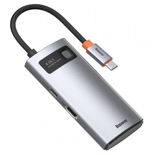 [09552] Baseus CAHUB-CY0G 4 in 1 Hub Black (USB C to HDMI*1+USB 3.0*1+USB 2.0*1+PD*1) (100W)