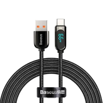[09579] Baseus CASX020101 (2 Meter) USB Type A to Type C Display Fast Charging Data Cable Black (66W)