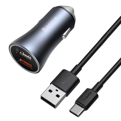 [09599] Baseus TZCCJD-A0G Car Charger With USB A to C 1M Cable (40W)