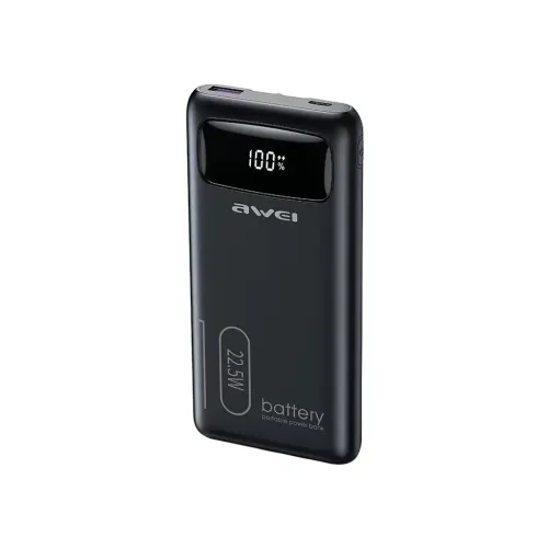 [09638] Awei P169K 20000mah Fast Charging Power Bank Black With Type C & Lightning Cable (22.5W)