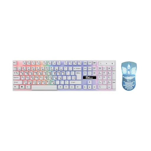 [0000700] Pc Power PGC801BG13 RGB Wired White Gaming Keyboard & Mouse Combo with Bangla