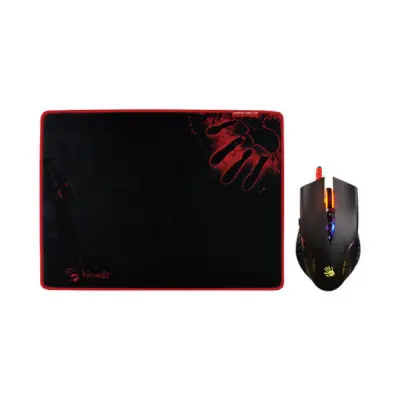 [00447] A4TECH Q5081S Neon X'Glide Gaming Mouse & Mouse Pad Black