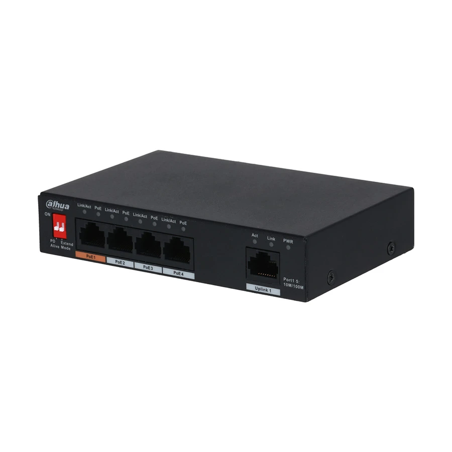 Dahua 5-Port Fast Ethernet Switch With 4-Port POE-60 Watt#DH-SF1005P