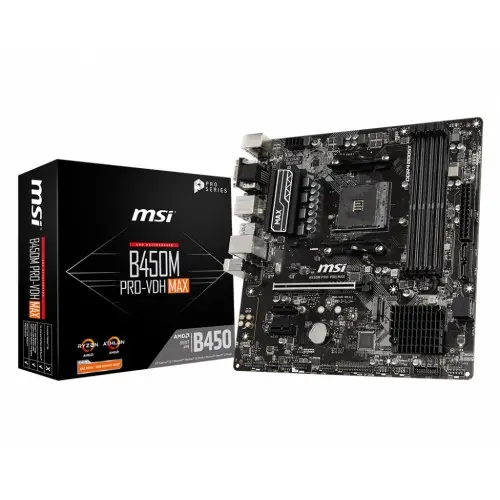 [0000907] MSI B450M PRO-VDH MAX AMD AM4 Gaming Motherboard