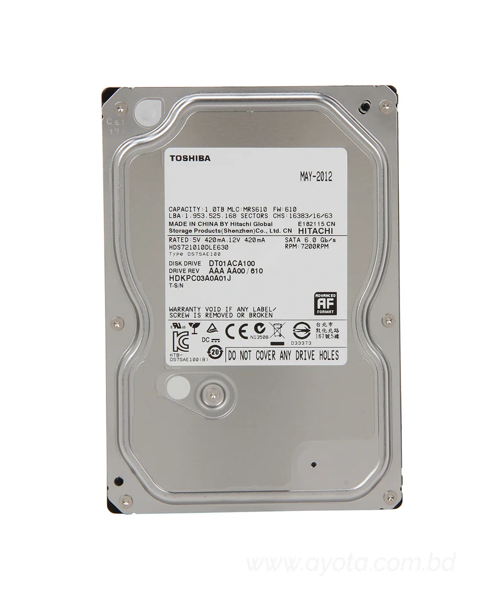 TOSHIBA DT01ACA100 1TB SATA Internal Hard Disk 