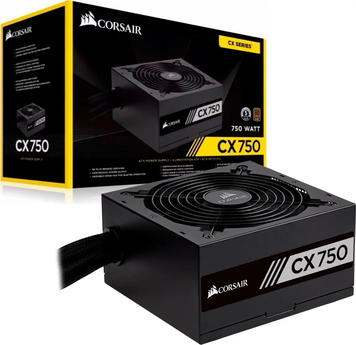 Corsair CX Series CX750 750W 80 Plus Bronze Certified Power Supply 