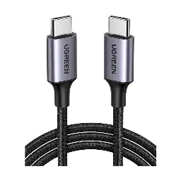 UGREEN (US261) 50150 USB Type-C Male to Male, 1 Meter, Gray-Black Charging & Data Cable # 50150