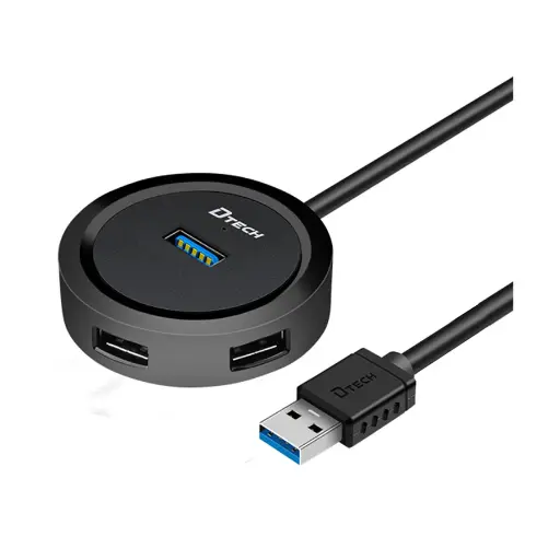 [01641] DTECH DT-3309 USB 3.0 4 Port Black Hub (1.2 Meter)