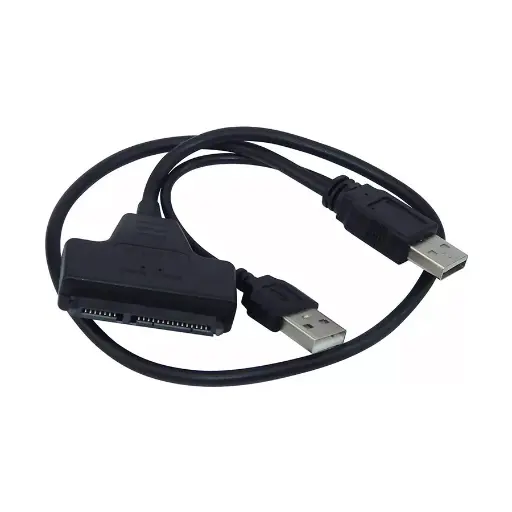 [01739] DTECH Dual USB Male to SATA Female Black Converter With Power Adapter #DT-6025D
