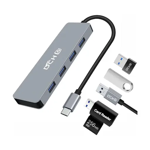 [0002668] DTECH DCH-2946 Type-C Male to Quad USB Female Grey Hub #DCH-2946
