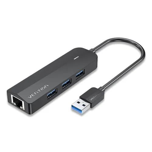 [07122] VENTION CHNBB 3-Port USB 3.0 Hub with Gigabit Ethernet Adapter 0.15M BLK