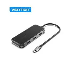 VENTION TFKHB Type-C Male to Tri USB 3.0, HDMI, VGA, LAN & Type-C (PD) Female, Gray Multiport Converter #TFKHB