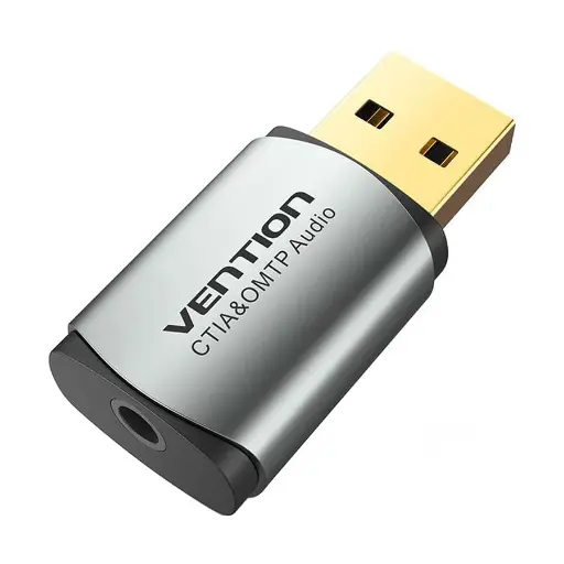 [0002742] VENTION CDLH0 USB Male to 3.5mm Female Gray Metal External Sound Card # CDLH0