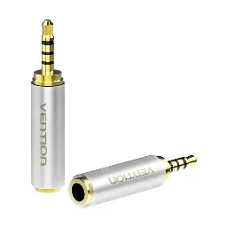 VENTION VAB-S02 4 Pole 2.5mm Male to 3.5mm Female Silver Metal Audio Converter # VAB-S02