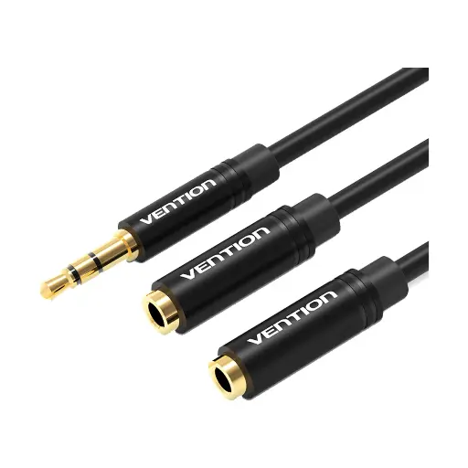 [0002803] VENTION BBWBY 3.5mm Male to Dual 3.5mm Female, 0.3 Meter, Black Stereo Splitter Cable