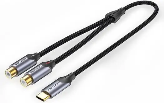 VENTION USB-C Male to 2-Female RCA Cable 1M Gray Aluminum Alloy Type Model # BGVHF 