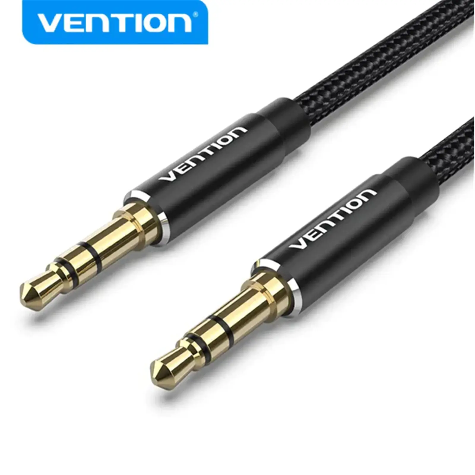 VENTION BAWBJ Cotton Braided 3.5mm Male to Male Audio Cable 5M Black Aluminum Alloy Type