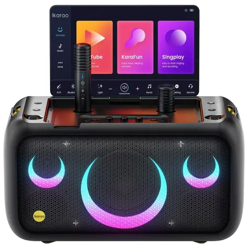 [03609] Ikarao Xtreme Break X1 All in One Karaoke Portable Bluetooth Speaker With Built-In 13 Inch Tablet And Wireless Microphone