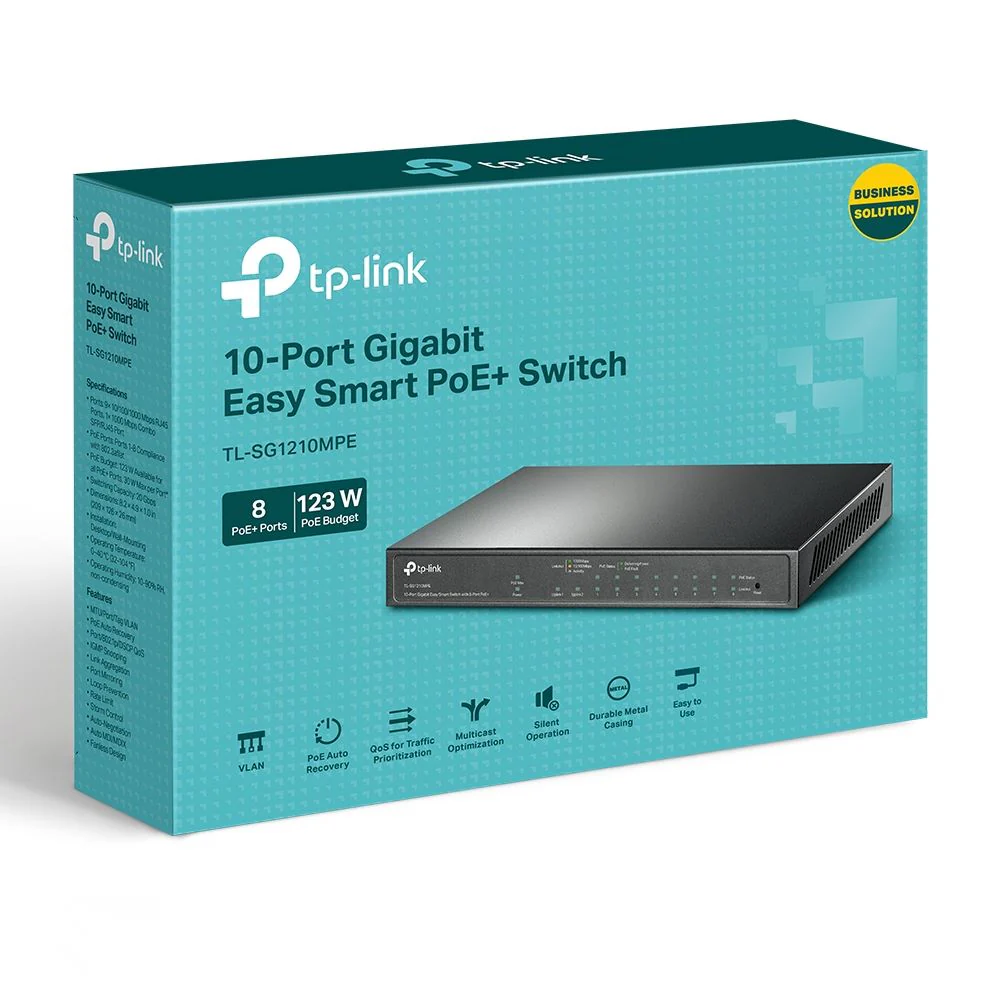 TP-Link TL-SG1210MPE 10-Port Gigabit PoE+ Compliant Managed Network Switch