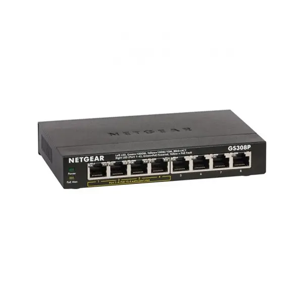 Netgear GS308P 8-PORT GIGABIT ETHERNET UNMANAGED SWITCH WITH 4-PORT POE