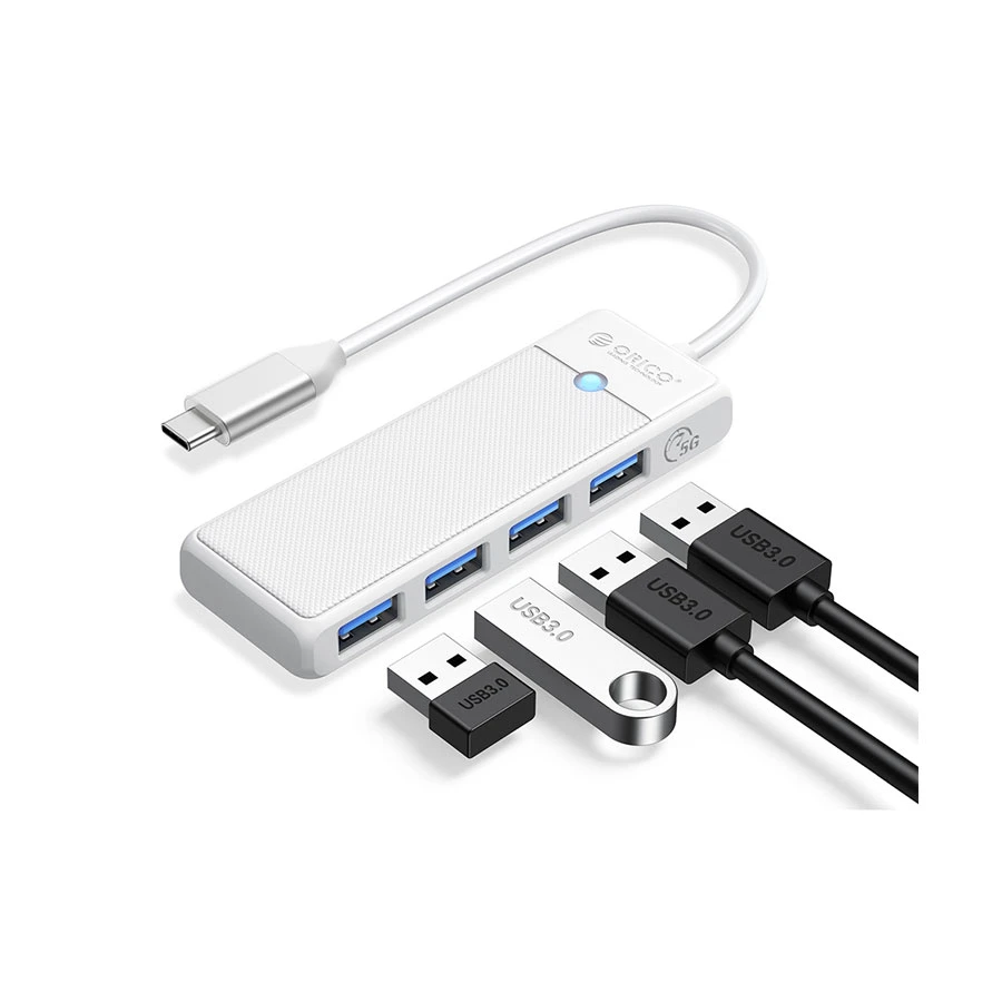 ORICO Type-C Male to Quad USB Female White Hub #PAPW4A-C3-WH / PAPW4A-C3-015-WH
