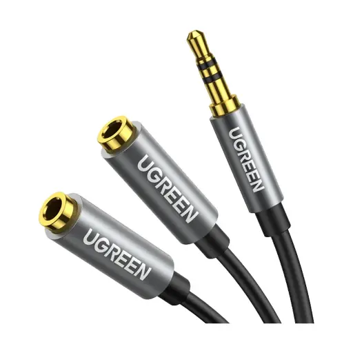 [0003606] UGREEN 10532 3.5mm Male to Dual 3.5mm Female, 0.2 Meter, Black Stereo Splitter Cable #10532