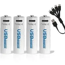 AiVR USB Rechargeable AA Batteries 4pc – 1700mAh