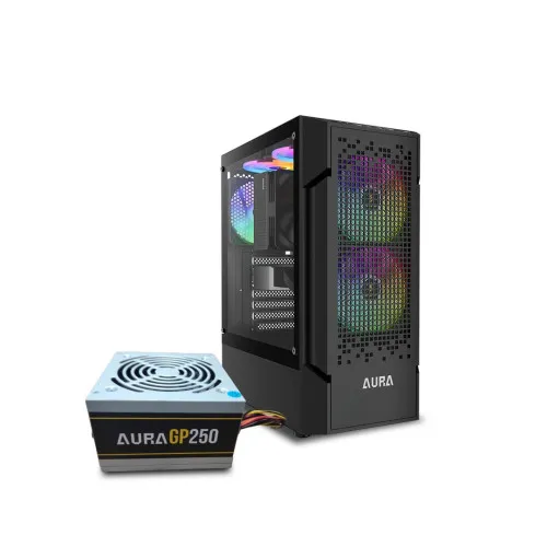 [02728] Gamdias AURA GC7 ARGB Mid Tower Black ATX Gaming Desktop Casing with AURA GP250 (250W) PSU