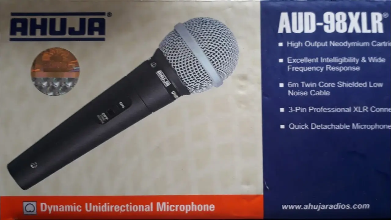 Ahuja AUD-98XLR Unidirectional Dynamic Wired Blue Microphone 
