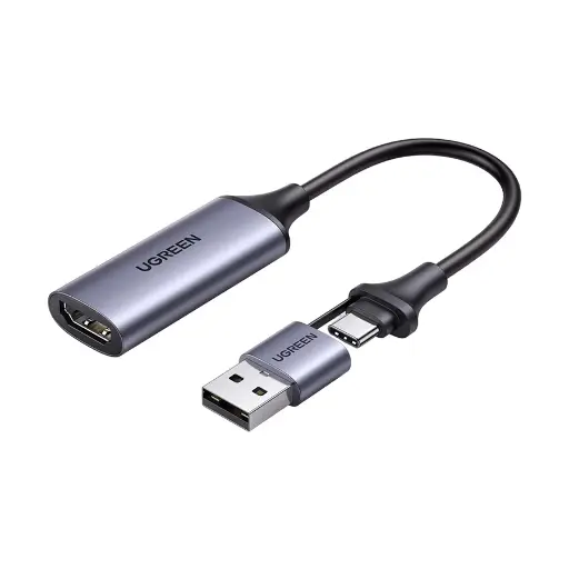 [06526] UGREEN CM489 (40189) HDMI Female to USB-C & USB-A Male Gray Video Capture Card #40189