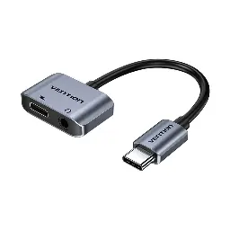 VENTION BGSHA Type-C Male to 3.5mm & Type-C Female, Gray Multiport Converter #BGSHA