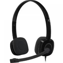 Logitech H151 Stereo Headset with Single 3.5mm Jack, Noise-Cancelling Mic, Black, 1Y (981-000587) 