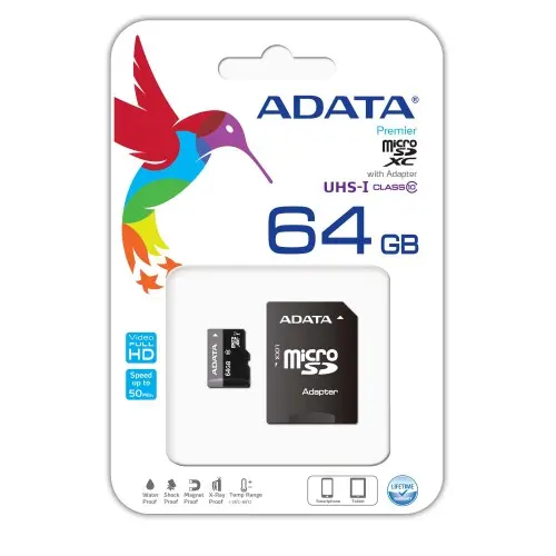 [0005613] Adata 64GB Micro SD Class-10 (SDXC-UHX-I) Memory Card With Adapter