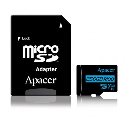 [0005631] Apacer 256GB MicroSDXC UHS-I U3 V30 R100 A1 Class-10 Memory Card with Adapter