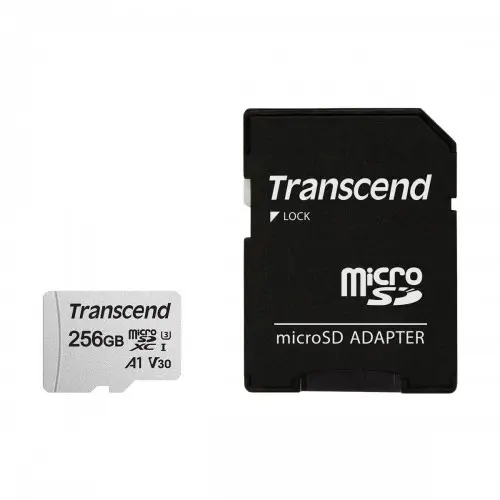 [06156] Transcend 256GB Micro SD UHS-I U3 Memory Card with Adapter (TS256GUSD300S-A)