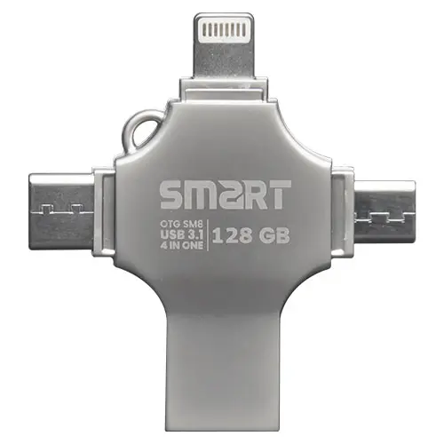 [05503] SMART SM8 128GB SuperFast 4-in-1 Metal Body Mobile Disk Drive