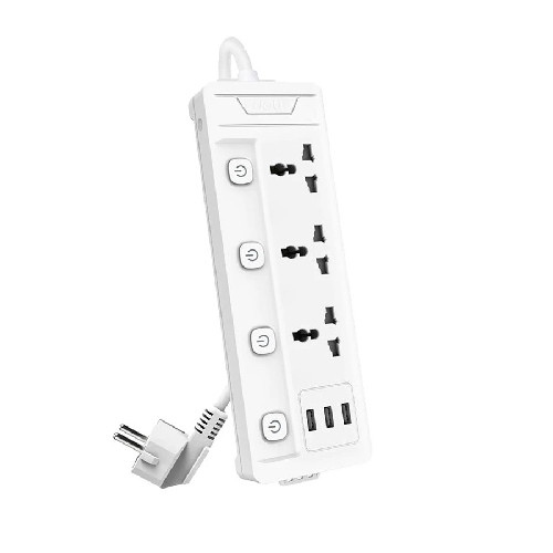 [02044] Deli ET410 2 Pin 3 Port 2 Meter Power Strip